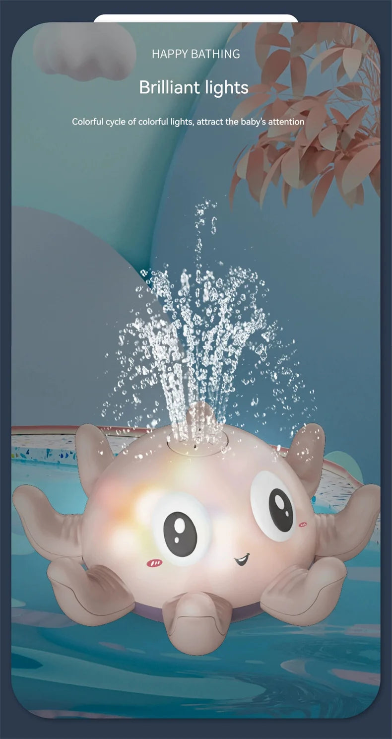 New Baby Bath Toys Spray Water Shower Bathing Electric Octopus Automatic Sensing Squirting Water with LED Light Bathtub Toy Kids