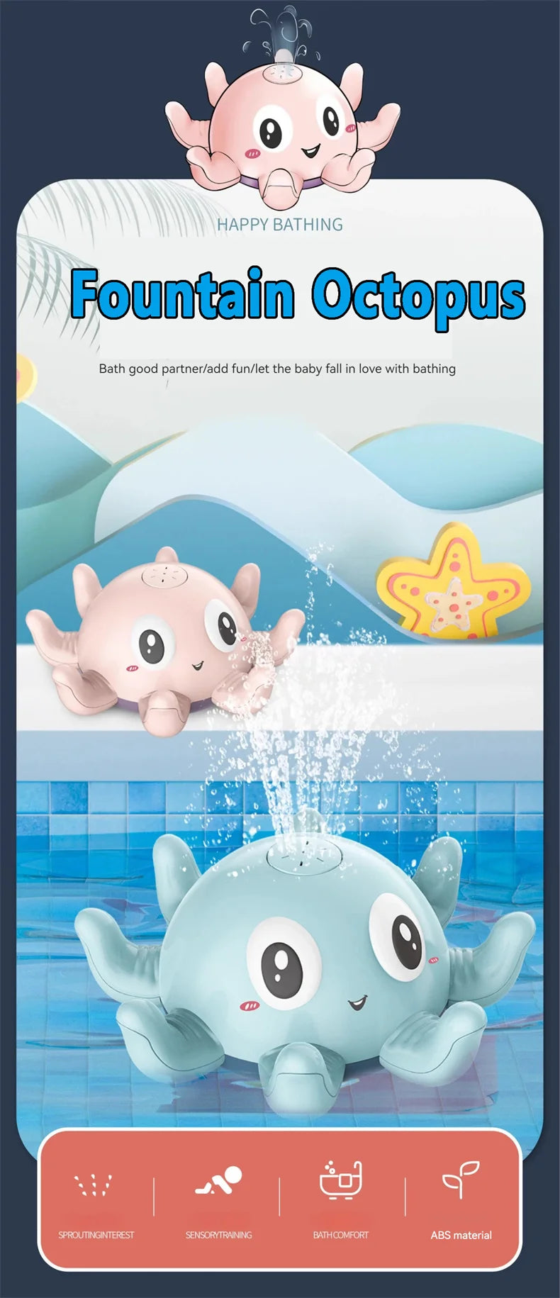 New Baby Bath Toys Spray Water Shower Bathing Electric Octopus Automatic Sensing Squirting Water with LED Light Bathtub Toy Kids