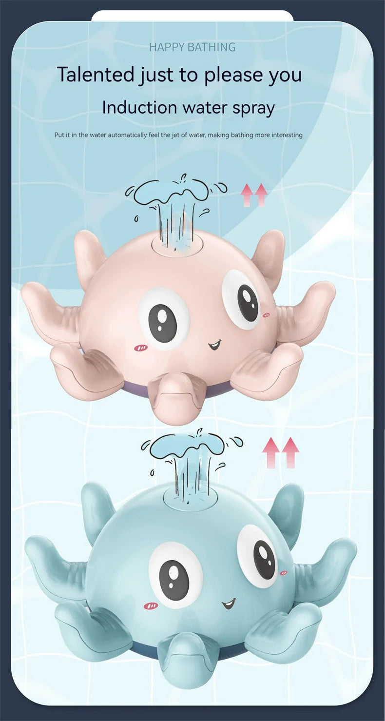 New Baby Bath Toys Spray Water Shower Bathing Electric Octopus Automatic Sensing Squirting Water with LED Light Bathtub Toy Kids