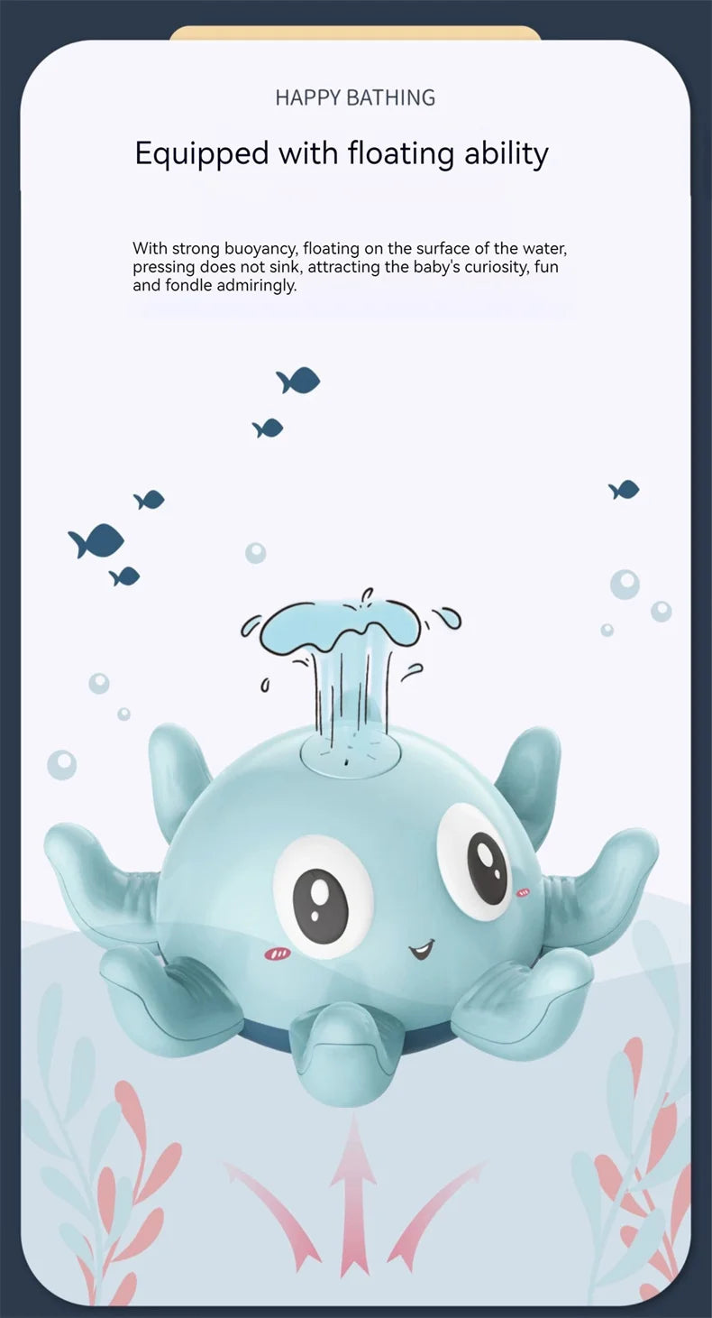 New Baby Bath Toys Spray Water Shower Bathing Electric Octopus Automatic Sensing Squirting Water with LED Light Bathtub Toy Kids